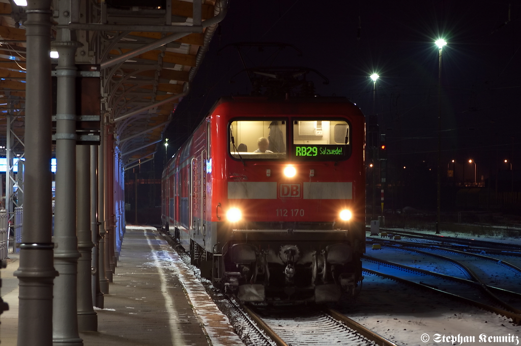 112 170 mit der RB29 (RB 27576) von Stendal nach Salzwedel in Stendal. 29.01.2012