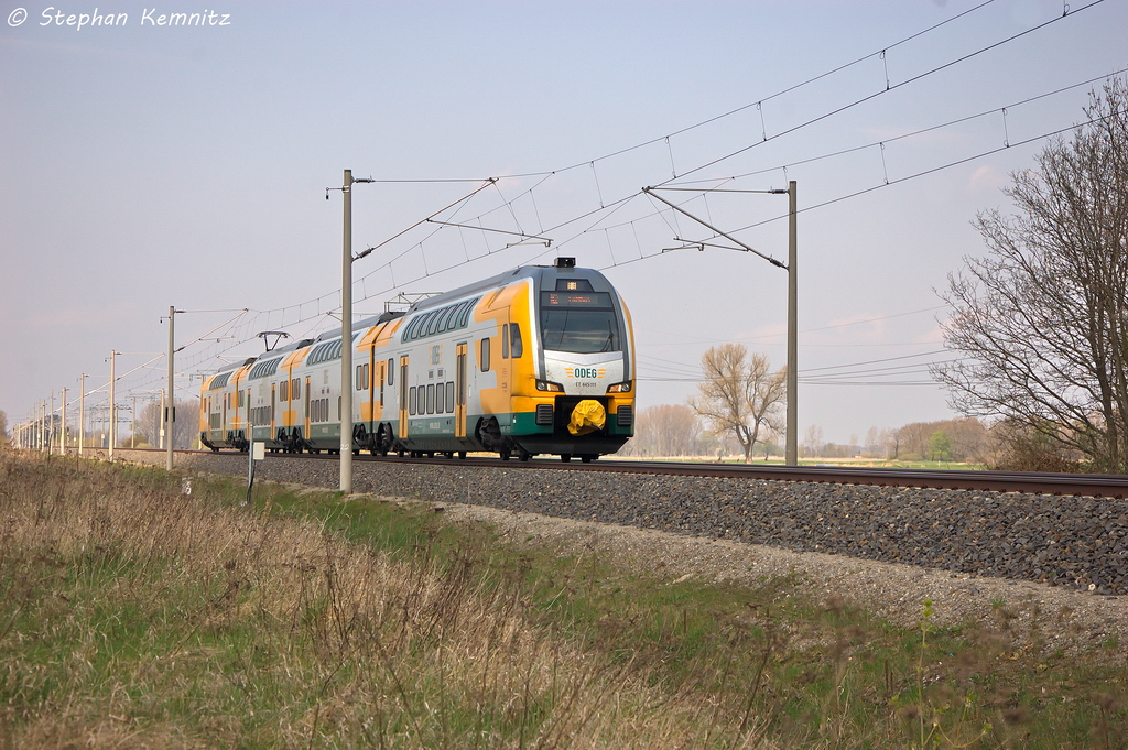 ET 445.111 (445 111-8) ODEG - Ostdeutsche Eisenbahn GmbH als RE2 (RE 37368) von Wittenberge nach Cottbus in Vietznitz. 26.04.2013