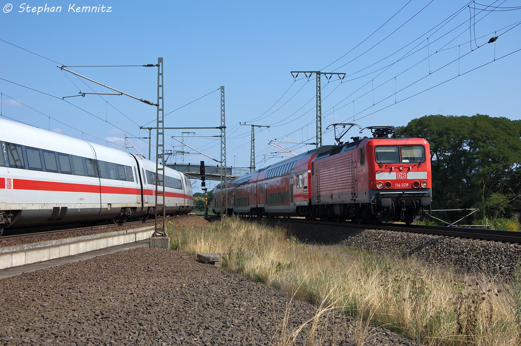 114 028-4 mit der RB29 (RB 17568) von Stendal nach Salzwedel in Stendal(Wahrburg). 22.08.2013