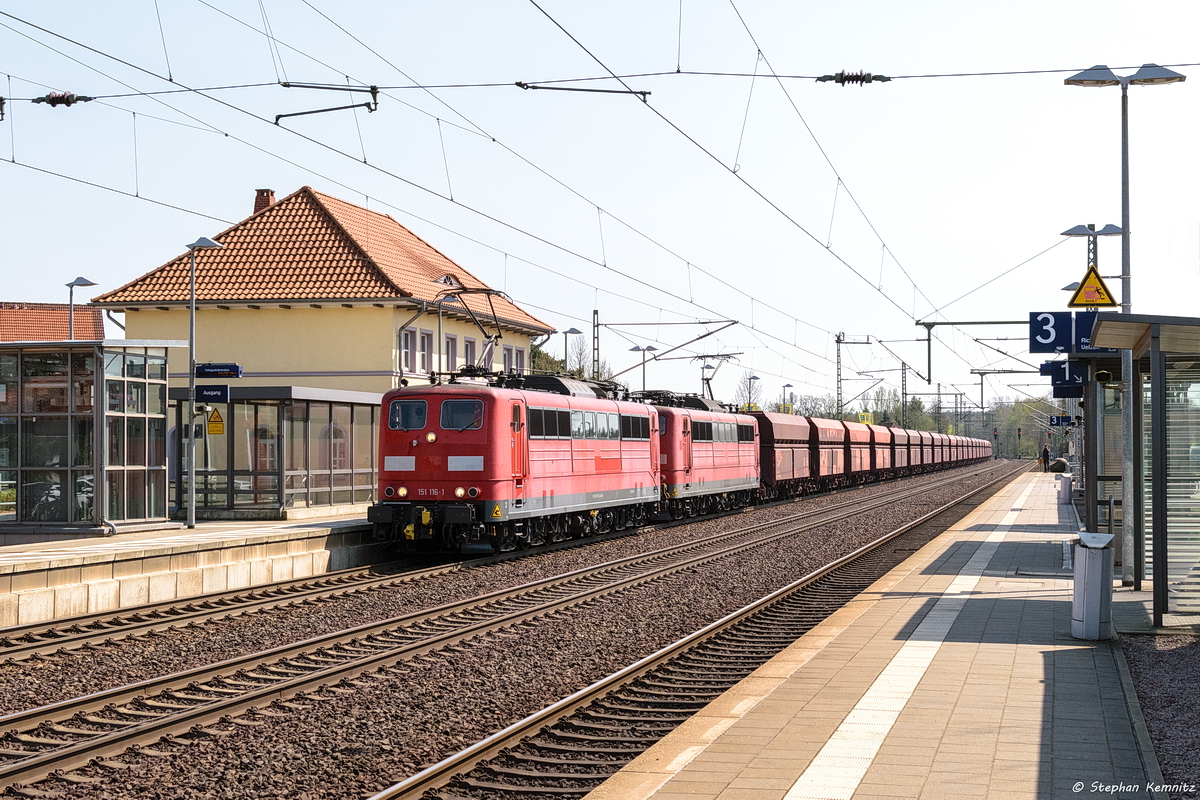 151 116-1 & 151 113-8 Railpool GmbH für DB Cargo mit einem leeren Erzzug von Beddingen nach Hamburg in Bienenbüttel. 20.04.2018