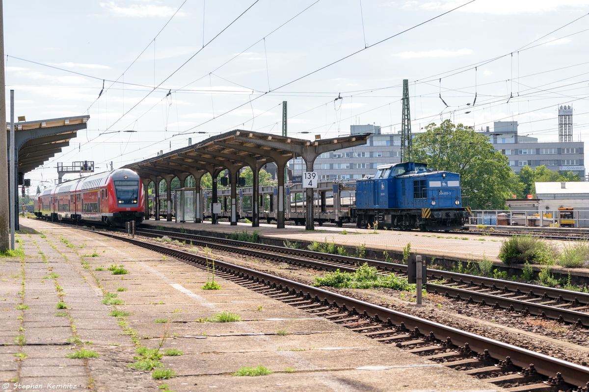 204 013-3 PRESS (203 216-7) mit einem leeren Autotransportzug in Magdeburg-Neustadt und fuhr weiter in Richtung Biederitz. 10.06.2016