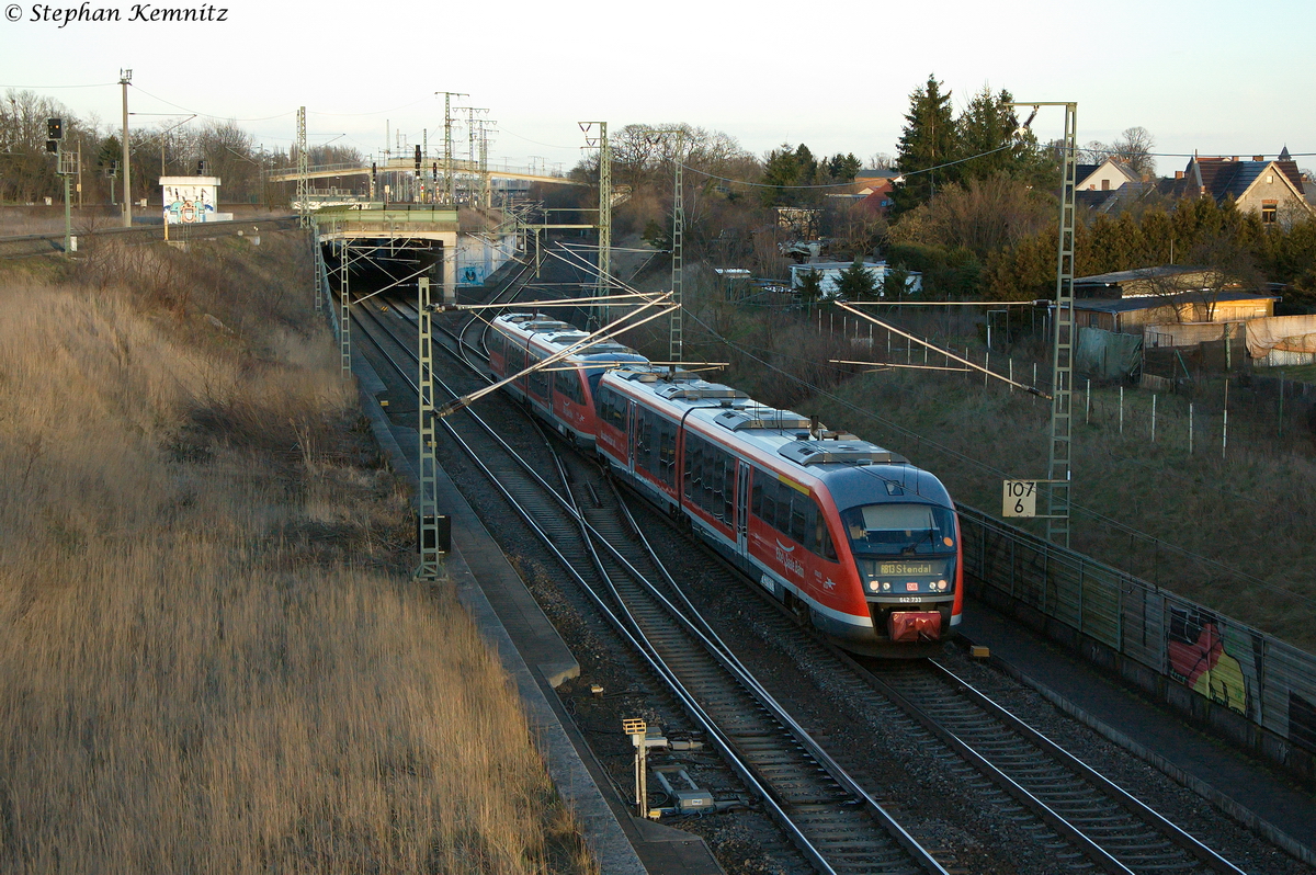 642 xxx-x & 642 733-9 als RB13 (RB 27885) von Braunschweig Hbf nach Stendal in Stendal(Wahrburg). 14.02.2014