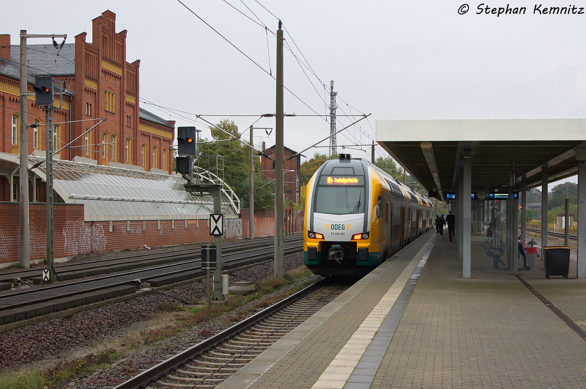 ET 445.101 (445 101-9) ODEG - Ostdeutsche Eisenbahn GmbH als RE4 (RE 37313) von Rathenow nach Ludwigsfelde in Rathenow. 10.10.2013