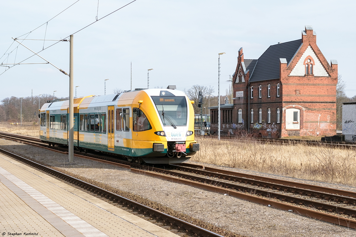 VT 646.042 (646 042-1) ODEG - Ostdeutsche Eisenbahn GmbH kam nach Rathenow und fuhr später als RB51 (RB 68859) nach Brandenburg Hbf. 11.03.2018