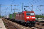 185 172-4 mit dem KLV 'DB SCHENKERhangartner' in Golm, in Richtung Potsdam Pirschheide weiter unterwegs. 14.05.2012