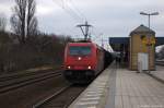 185 631-9 Alpha Trains für RheinCargo GmbH & Co. KG mit einem Kesselzug  Benzin oder Ottokraftstoffe  in Berlin Jungfernheide und fuhr weiter in Richtung Berlin-Wedding. 24.01.2015