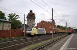 ES 64 F - 901 (152 196-2) ITL Eisenbahn GmbH mit einem Containerzug in Rathenow, in Richtung Stendal unterwegs.
