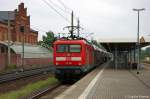 rathenow/203650/112-183--112-187-mit 112 183 & 112 187 mit dem RE4 (RE 92425) von Rathenow nach Lutherstadt Wittenberg in Rathenow. 20.06.2012