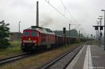 232 498-6 DB Schenker Rail Deutschland AG mit einem Eanos-x Ganzzug aus Brandenburg Altstadt in Rathenow und fuhr in Richtung Wustermark weiter. 20.06.2012