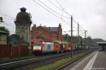 185 649-1 ITL Eisenbahn GmbH mit einem Containerzug in Rathenow und fuhr in Richtung Stendal weiter.