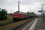 232 583-5 DB Schenker Rail Deutschland AG mit einem gemischtem Gterzug aus Brandenburg Altstadt in Rathenow und fuhr in Richtung Wustermark weiter. 20.06.2012