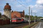 155 253-8 DB Schenker Rail Deutschland AG mit einem Containerzug in Rathenow und fuhr in Richtung Stendal weiter. 28.06.2012