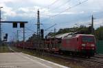 145 061-8 DB Schenker Rail Deutschland AG mit einem leeren Autotransportzug in Rathenow und fuhr in Richtung Wustermark weiter. 17.07.2012