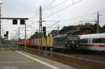 185 545-1 MRCE Dispolok GmbH fr CTL Logistics GmbH mit einem Containerzug in Rathenow und fuhr in Richtung Wustermark weiter. 31.07.2012