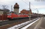 152 067-5 & 152 038-6 DB Schenker Rail Deutschland AG mit einem Falns Ganzzug in Rathenow und fuhren in Richtung Stendal weiter. 28.01.2013