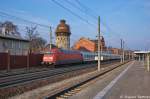 101 143-6 mit dem EC 248  Wawel  von Wroclaw Glowny nach Lneburg, bei der Durchfahrt in Rathenow. 08.04.2013