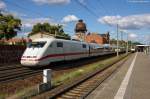 401 586-3 als ICE 370 von Interlaken Ost nach Berlin Ostbahnhof, legte in Rathenow eine Zwangsbremsung ein und setzte die Fahrt nach etwa 6min wieder fort. 15.06.2014