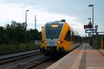rathenow/362490/vt-646041-646-041-3-odeg-- VT 646.041 (646 041-3) ODEG - Ostdeutsche Eisenbahn GmbH hatte sich in Rathenow an den VT 646.044 (646 044-7) gekoppelt und fuhren dann nach Eberswalde ins BW. 25.08.2014