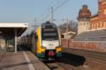 ET 445.113  BUGA 2015 Havelregion  (445 113-4) ODEG - Ostdeutsche Eisenbahn GmbH als RE4 (RE 79509) von Rathenow nach Ludwigsfelde, stand am ersten Buga Tag in Rathenow. 18.04.2015