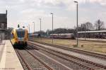 Auf Gleis 2 hatte 642 666-1 & 642 668-7 als RB34 (RB 17963) von Stendal nach Rathenow Einfahrt.