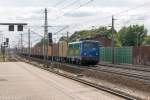 140 838-4 EGP - Eisenbahngesellschaft Potsdam mbH mit einem Containerzug von Hamburg-Waltershof nach Berlin Westhafen in Rathenow. 28.06.2015