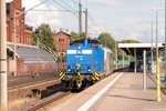 rathenow/521424/293-046-7-293-505-4-asp-- 293 046-7 (293 505-4) ASP - Anschlussbahn-Servicegesellschaft Pressnitztalbahn mbH mit der Wagenlok 185 709-4 CargoNet AS als Tfz 93895 in Rathenow weiter Richtung Stendal. 30.09.2016