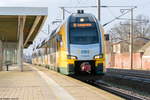 ET 445.111 (445 111-8) ODEG - Ostdeutsche Eisenbahn GmbH als RE4 (RE 56564) von Rathenow nach Ludwigsfelde in Rathenow.
