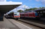 Am Gleis 5 stand die 648 762-2 als RB (RB 14377) nach Herzberg(Harz) und am Gleis 4 stand die 928 615-3 als RB (RB 14298) nach Goslar zusammen im Braunschweiger Hbf.