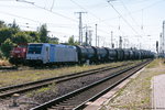 185 690-5 Railpool GmbH für SETG - Salzburger Eisenbahn TransportLogistik GmbH mit dem Kesselzug DGS 69544 in Stendal und fuhr weiter in Richtung Magdeburg. 15.09.2016