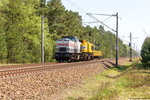 203 166-4 STRABAG Rail GmbH mit einem Kran bei Friesack und fuhr weiter in Richtung Wittenberge. Netten Gruß zurück an den Tf! 07.05.2016 