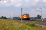 LOCON 206 (212 095-4) & LOCON 205 (212 263-8) LOCON LOGISTIK & CONSULTING AG mit einem Baukran in Vietznitz und fuhren in Richtung Nauen weiter. 30.07.2013