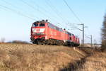 218 402-6 Railsystems RP GmbH mit den zwei DB Fernverkehr Wagenloks 218 345-7 und 245 021-1 in Nennhausen und fuhr weiter in Richtung Rathenow. Netten Gruß zurück an den Tf! 17.01.2020