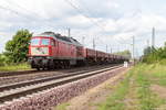 br-1232-v-300/659029/232-908-4-db-cargo-mit-einem 232 908-4 DB Cargo mit einem Schotterzug in Demker und fuhr weiter in Richtung Magdeburg. 31.05.2019