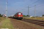 233 127-0 DB Schenker Rail Deutschland AG mit einem Kesselzug  Toluol  &  Kohlenwasserstoffgas, Propan-Butan Gemische, verflüssigt (Gemisch A, A 01, A 02, A 0, A 1, B 1, B 2, B oder C)  in Satzkorn und fuhr in Richtung Golm weiter. 18.09.2012