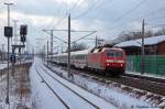 120 131-8 mit dem IC 2899 fr ICE 1549 und ICE 1539 von Hamm (Westf.) nach Berlin Ostbahnhof in Rathenow. 11.03.2013