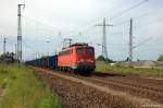 140 353-4 DB Schenker Rail Deutschland AG mit einem gemischtem Gterzug in Satzkorn, in Richtung Golm unterwegs. 26.05.2012