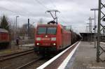 145 040-2 mit einem gemischtem Gterzug in Brandenburg in Richtung Werder(Havel) unterwegs. 13.03.2012