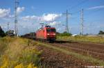 br-6145-traxx-vorserie/216658/145-066-7-db-schenker-rail-deutschland 145 066-7 DB Schenker Rail Deutschland AG mit einem gemischtem Güterzug in Satzkorn und fuhr in Richtung Golm weiter. 23.08.2012
