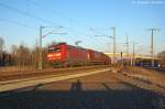 145 030-3 DB Schenker Rail Deutschland AG mit einem Kalizug in Stendal(Wahrburg) und fuhr in Richtung Wittenberge weiter.