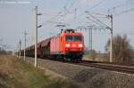 145 008-9 DB Schenker Rail Deutschland AG mit einem Gterzug in Vietznitz und fuhr in Richtung Nauen weiter.