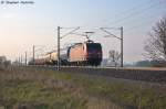 br-6145-traxx-vorserie/263548/145-061-8-db-schenker-rail-deutschland 145 061-8 DB Schenker Rail Deutschland AG mit einem kurzem Gterzug in Vietznitz und fuhr in Richtung Nauen weiter. 25.04.2013