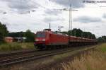 145 005-5 DB Schenker Rail Deutschland AG mit einem Fans Ganzzug in Satzkorn und fuhr in Richtung Priort weiter.