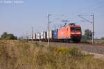145 009-7 DB Schenker Rail Deutschland AG mit einem Containerzug in Vietznitz und fuhr in Richtung Nauen weiter.