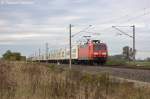 145 068-3 DB Schenker Rail Deutschland AG mit einem Containerzug in Vietznitz und fuhr in Richtung Nauen weiter. 14.10.2013