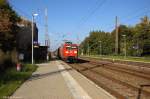 145 036-0 DB Schenker Rail Deutschland AG mit einem gemischtem Güterzug in Priort und fuhr weiter in Richtung Golm. 04.10.2014