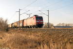 145 007-1 DB Cargo mit einem gemischtem Güterzug von Seelze nach Seddin in Nennhausen. Netten Gruß zurück! 14.02.2017