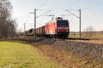 145 030-3 DB Cargo mit einem gemischtem Güterzug von Seelze nach Seddin in Nennhausen. Netten Gruß zurück! 24.03.2017