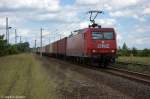 145-CL 015 (145 093-1) OHE - Osthannoversche Eisenbahnen AG mit einem Containerzug in Demker und fuhr in Richtung Magdeburg weiter. 09.06.2012