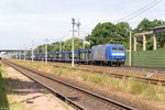 145-CL 204 (145 100-4) Crossrail AG mit einem leeren Autotransportzug in Großwudicke und fuhr weiter in Richtung Rathenow. 23.07.2016