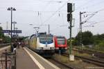 Auf Gleis 103 in Uelzen wurde ME 146-09  Tostedt  (146 509-5) metronom Eisenbahngesellschaft mbH mit dem metronom (ME 82124) nach Hamburg Hbf bereit gestellt. 29.07.2014